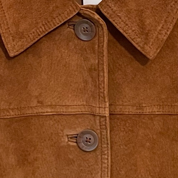 Cherokee Genuine Leather Jacket Womens L VTG 90S Camel Color Suede Button Up - Picture 9 of 16